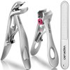 Vepkuso Nail Clippers for Seniors, Wide Jaw Fingernail Clippers and Angled Head Toenail Clippers for Thick Nail, Stainless Steel Professional Nail Cutter with File for Men, Women&Pregnant，Sliver