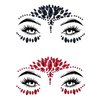 2 Packs Face Gems Jewels Black and Red for Halloween Festival Face Gems Tattoo Stickers Rhinestone Crystal Body Gems Stones for Women Party Costume Makeup