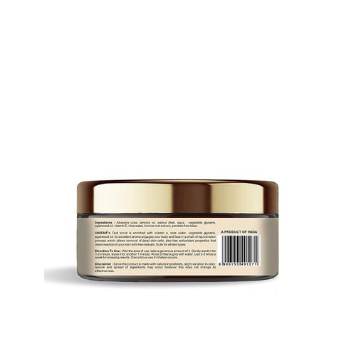 Unisaif Oud Organic Face Scrub - Body Exfoliator Scrub with Agarwood Oil | Gentle Exfoliating Scrub to Detoxify and Hydrate the Skin | Freshness | Exfoliant Body Scrub | Face Cleanser (50 g).