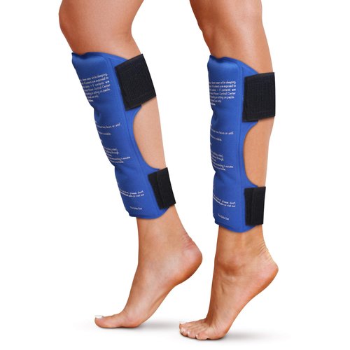 Shin Splint Ice Packs (Set of 2) Reusable Hot and Cold Therapy Wrap | Leg or Calf Pain Relief | Advanced Soft Gel Technology | Freezable and Microwavable | Running Injuries & Recovery