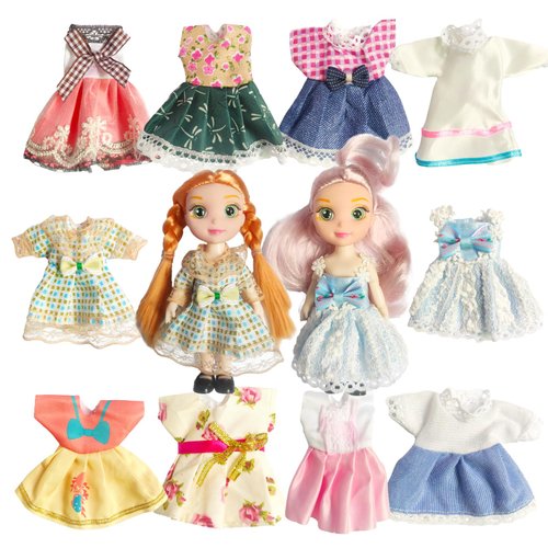 6.3" Mini Girl Alive Lovely Baby Dolls, includ Handmade Baby Doll Clothes, 2 Sets 6.3" Mini Girl Dolls, 2 Pairs of Shoes