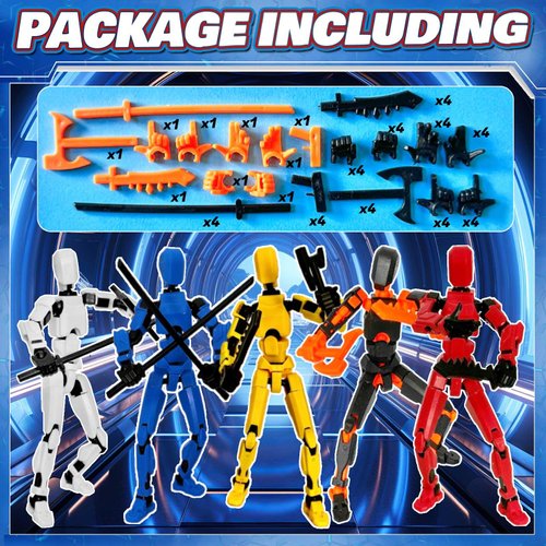 ZiZa (Assembly Completed) Action Figure Set Already Assembled, 3D Printed 13 Robot Titan 13 Action Figure, Action Figure Orange White Yellow Blue Red（5 Colors）
