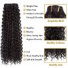 UAmy hair Kinky Curly Clip in Hair Extensions for Women 18 Inches 7Pcs Set Double Weft Synthetic 3B-3C Natural Black Curly Wave Hair Clips in Hairpieces (2# Natural Black)