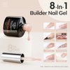modelones 8-in-1 Builder Nail Gel, Neutral Nude Gel Builder for Nail Thickening, LED Nail Lamp Cured Hard Gel Nail Strengthener Extension Color Gel Base Rhinestone Gel Nail Glue