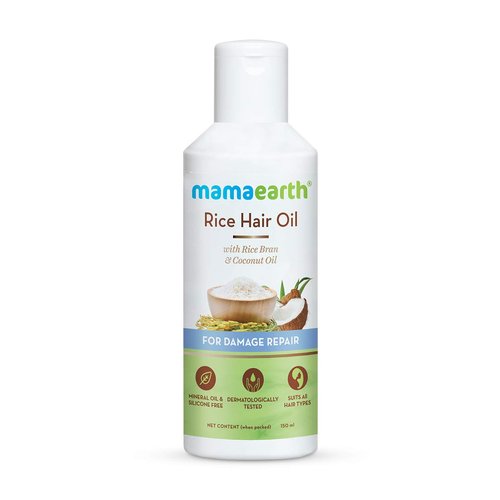 MAMAEARTH Rice Hair Oil | Hair Growth and Damage Repair Formula | Controls Hair Breakage & Give Strong Roots | Strengthening Oil for Scalp Massage | 5.07 Fl Oz/150 ml