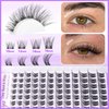 Clear Band Natural Lash Clusters Kit Wispy Eyelash Clusters 10-16mm Lash Extension Kit CC Curl Invisible Band Eyelashes Extensions with Bond and Seal Lash Glue and Tweezers DIY at Home by Geeneiya