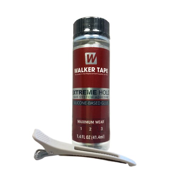 Extreme Hold Wig Glue 1.4oz w/White Hair Clip Bundle Pack | Waterproof Invisible Long-Lasting | Front Weave Toupees Wigs Extensions Active Lace Glue | Super Bold Hold Lace Adhesive