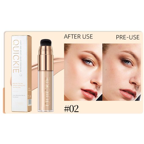 2-in-1 Liquid Foundation and Concealer Stick with Brush, Buildable And Lightweight Formula, Waterproof And Full Coverage Foundation, Long Lasting Moisturizing Concealer Foundation