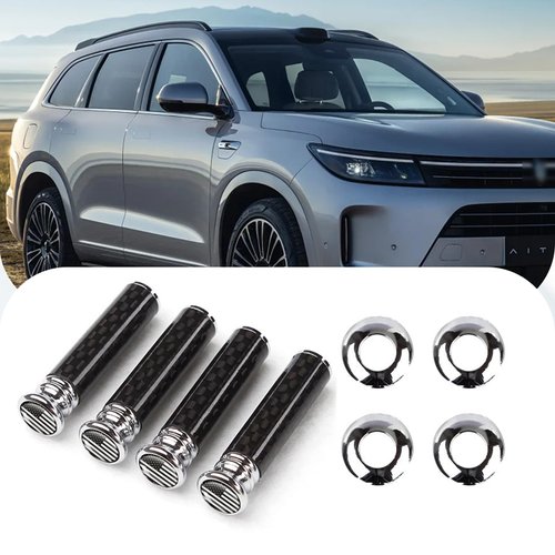 Fogfar 4 PCS Car Door Lock Knob, Carbon Fiber American Flag Door Latch Cover, Door Pull Pin Decorative Door Interior Accessories, Universal for Most Cars Truck (Black & White)