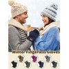 JYUYNY Winter Fingerless Gloves for Women Men, Warm Alpaca Wool Stretch Knit Cold Weather Adult Half Finger Glove for Driving (Blue)