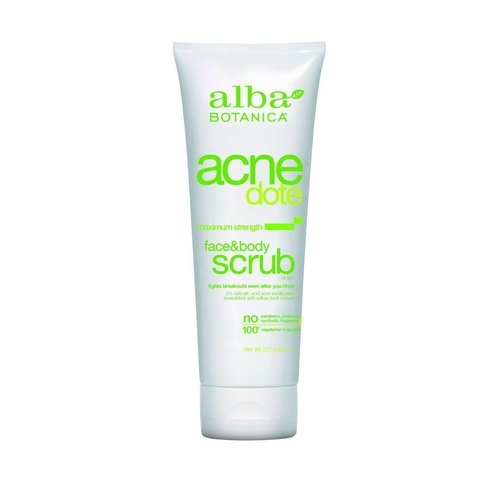 ALBA BOTANICA ACNEDOTE FACE&BODY SCRUB, 8 OZ
