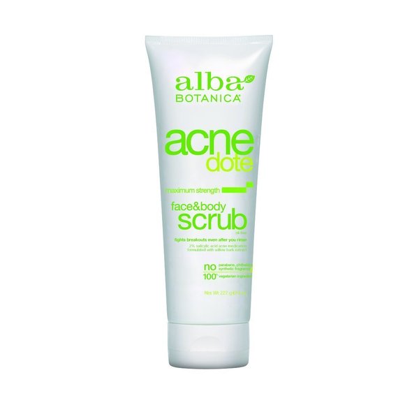 ALBA BOTANICA ACNEDOTE FACE&BODY SCRUB, 8 OZ