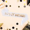 It's My 77th Birthday Sash - 77th Birthday Gifts Girl Sash Birthday Party Favors - Happy 77th Accessories for Man and Women - White with Rose Gold Foil Lettering