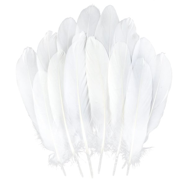 THARAHT 120pcs White Goose Feathers Natural Bulk 6-8 inch 15-20cm for Crafts DIY Cosplay Wedding Party Halloween Decoration Goose Nagoire Feathers
