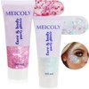 MEICOLY Pink and Clear White Face Body Glitter Set,Pink Face Glitter Gel,Singer Concerts Festival Rave Accessories,Glitter Face Paint for Women Kids,Mermaid Glitter Makeup,Body Glitter for Women