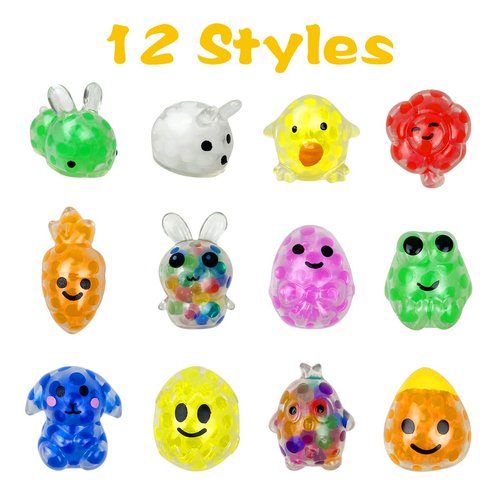 Anditoy 24 PCS Easter Mini Stress Balls Squishies Stress Relief Toys for Easter Basket Stuffers Egg Fillers Gifts Party Favors