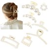 Pearl Hair Accessories for Women - 8PCS Claw Clips for Thick and Thin Hair, Barrettes for Styling and Weddings