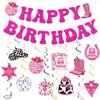 Disco Cowgirl Birthday Party Decorations- NOVBAUB 26PCS Pink Birthday Decoration Disco Cowgirl Preppy Y2k Hanging Swirls Party Streamers Bachelorette Party Decor Supplies for Women Girls