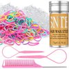 Hair Wax Stick, Elastic Hair Ties, Topsy Tail Hair Tool 6 Packs - Taming Flyaways - Rubber Bands for Hair Accessories for Teen Girls, Kids & Women