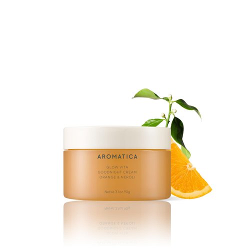 AROMATICA Glow Vita Goodnight Cream Orange & Neroli 3.1fl oz/90g - Night Cream Moisturizer For Face & Neck | Anti Aging Wrinkle Cream with Vitamin C, 5% Niacinamide
