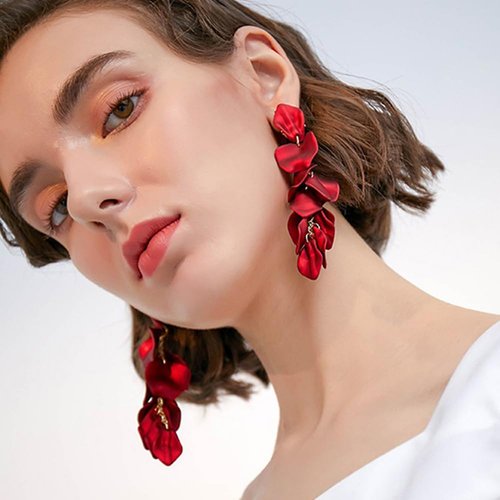 Octwine Vintage Teardrop Red Earrings Dangling for Women Stud Earrings Chandelier Statement Tassel Earrings Sparkly Drop Crystal Earrings Long Dangle Earrings for Women