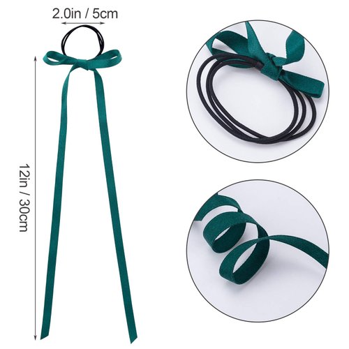 PAGOW 10 Pieces Long Silk Ribbon Hair Bands, Colourful Hair Scarf with Bow Silk Hair Ties, Satin Hair Scrunchies for Women Kids Girls