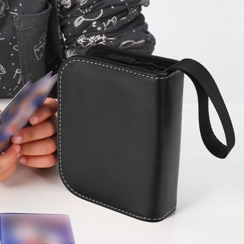 Linkinbot 2-Pocket Trading Card Binder for TCG cards, Hold 80 Cards with 40 removable sleeves, One Card Size Collectible Trading Card Albums (BLACK)