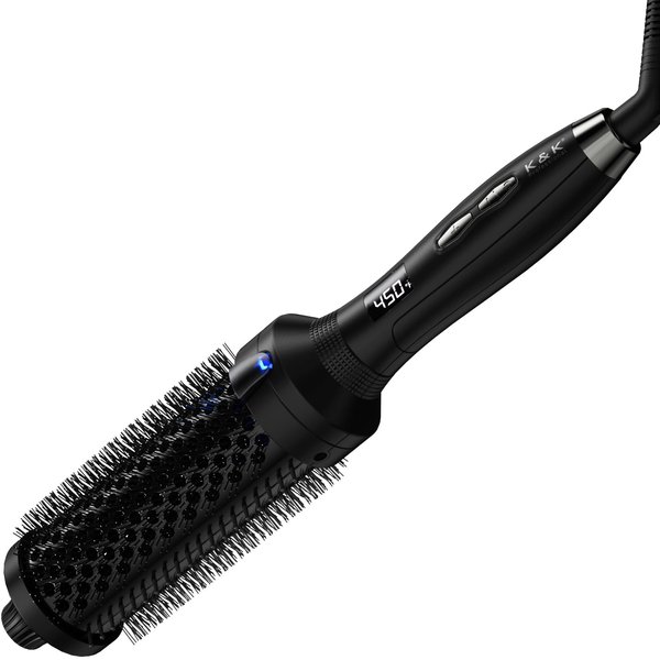 K&K Upgarde Thermal Brush, Pro 1 3/4 Inch Heated Round Brush with Ceramic Tourmaline, Blowout Look Ionic Thermal Round Brush Makes Hair Smoother 122-446°F Temperature Adjustment