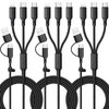 6 in 1 Multi Charging Cable [3Pack 4FT] Multi Charger Cable Nylon Braided Multi Fast Charging Cord USB A/C to Phone USB C/Micro USB/i-P Connector Universal Multiple Phone Charger Cable for Cell Phones