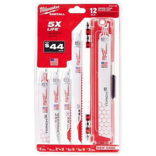 Milwaukee Electric Tool 49-22-1129 Sawzall Reciprocating Saw Blade Set, 12 Pc, White