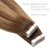 Lacer Tape in Hair Extensions Real Human Hair Seamless Rooted Chocolate Brown to Caramel blonde Hair Extensions Tape in Real Hair Straight 12 Inch 12Pcs 30 Grams