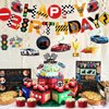 29 Pieces Racing Birthday Party Decoration - Racing Banner Logo Gas Station Checkered Flag Racing Theme Birthday Party Supplies Boy Kid Baby Gift Party Decoration
