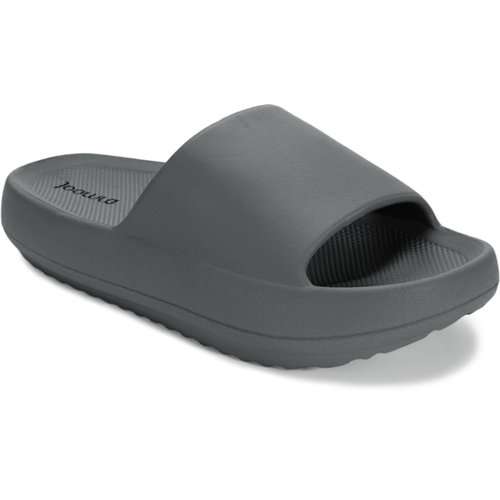 Joomra Pillow Slippers for Women With Arch Support Mens Rubber Foam House Rubber Bath Bathroom Home Platform Orthopedic Sandals Cloud Cushion Slides for Female Male Sandles Deep Grey 39-40