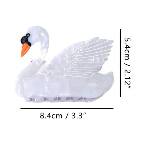 Cute Swan Hair Clip,Acetate Claw Clips,Hair Clips for Women,White