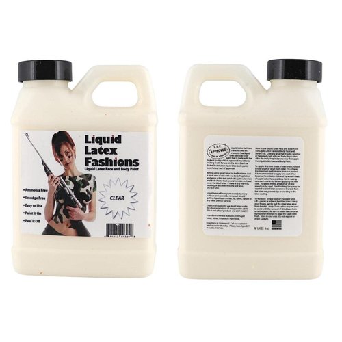Clear 8 Oz - Liquid Latex Body Paint, Ammonia Free No Odor, Easy On and Off, Cosplay Makeup, Creates Professional Monster, Zombie Arts