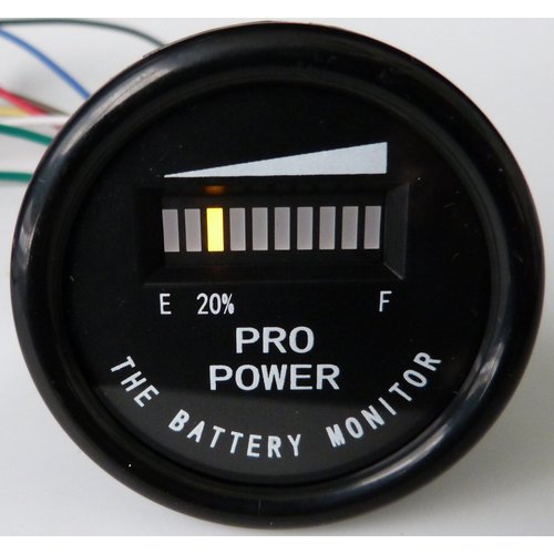 PRO12-48M ProPower's 48 Volt Battery Indicator, Meter for Golf Cart