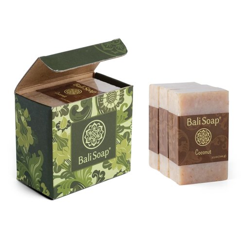 Bali Soap - Coconut Natural Soap - Bar Soap for Men & Women - Bath, Body and Face Soap - Vegan, Handmade, Exfoliating Soap - 3 Pack, 3.5 Oz each