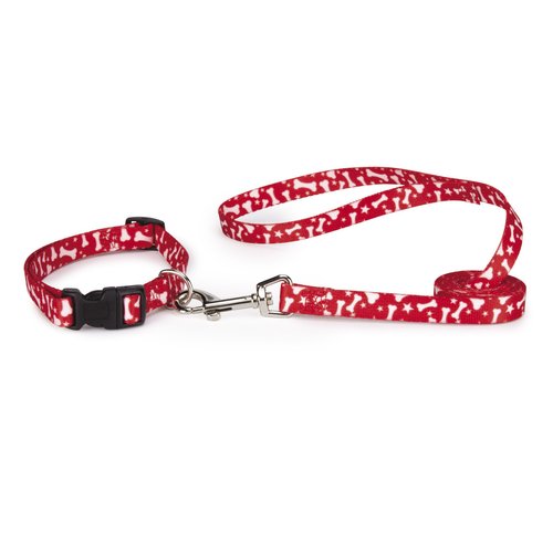 Casual Canine Nylon Pooch Patterns Dog Collar, Fits Necks 14" to 20", Red Bone