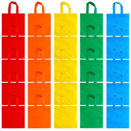 Aneco 25 Pack Reusable Non-woven Party Favor Bags 9.5×9.5 Inch Rainbow Gift Bag Goodie Treat Bags...