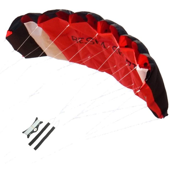 Besra Huge 74inch Dual Line Parachute Stunt Kite with Flying Tools 1.9m Power Parafoil Kitesurfing Training Kites Outdoor Fun Sports (Red)