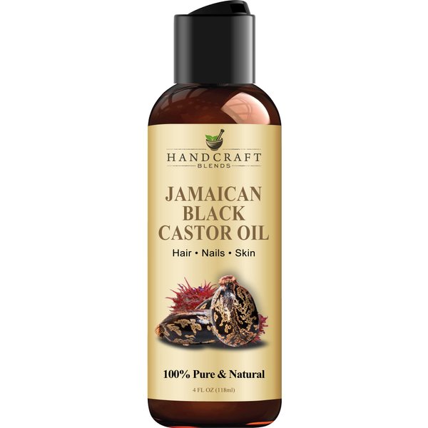Handcraft Blends Jamaican Black Castor Oil - 4 Fl Oz - 100% Pure and Natural - Premium Grade Oil for Hair Growth, Eyelashes and Eyebrows - Carrier Oil - Hair and Body Oil