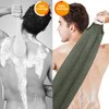 Evohyah Scrubber Back for Shower Extended Length Scrubber Towel Exfoliating Washcloth Body Scrub Sponge Shower Loofah with Handle for Women Men Deep Clean Body Skin Massages (Two Pieces Green&White)