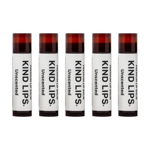 Kind Lips Lip Balm, Nourishing Soothing Lip Moisturizer for Dry Cracked Chapped Lips, Made in Usa With 100% Natural USDA Organic Ingredients, Unscented Scent, 0.15 Ounce (Pack of 5)