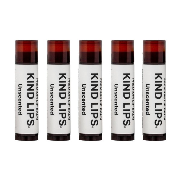 Kind Lips Lip Balm, Nourishing Soothing Lip Moisturizer for Dry Cracked Chapped Lips, Made in Usa With 100% Natural USDA Organic Ingredients, Unscented Scent, 0.15 Ounce (Pack of 5)