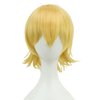 12 Inches Unisex Short Cosplay Hair Party BOB Wig with Bangs Halloween Costume Wigs (Yellow)