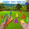 Win SPORTS 3 in 1 Carnival Outdoor Games Combo Set, Soft Plastic Cones Cornhole Bean Bags Ring Toss Games,for Kids Adults Indoor Outdoor Birthday Party Lawn Games Supplies (26 Pieces