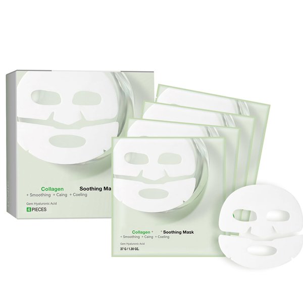 MrCuvaryas Deep Collagen Teatree Soothing Overnight Collagen Mask, Collagen Face Mask For Hydrating, Korean Collagen Face Mask, Centella Extract Deep Collagen Mask Overnight, Face Masks Skincare 4PCS