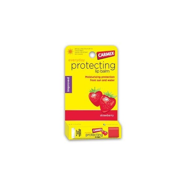 Carmex Strawberry Flavor SPF 15 Moisturizing Lip Balm Stick, 0.15 oz (Pack of 2)