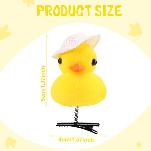 9pcs Yellow Duck Hair Clips, Cute Duck Hairpins Soft Cartoon Plush Duck Hair Barrettes Hair Accessories for Festive Atmosphere Decoration (Random Color Hat)