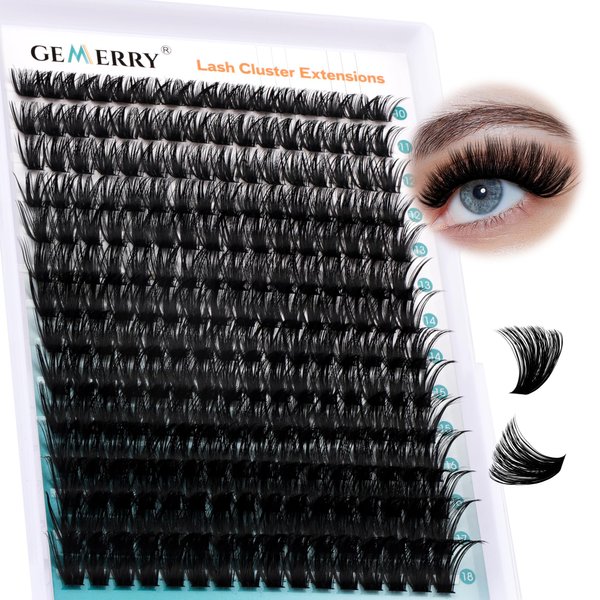 Eyelash Clusters Fluffy Lash Clusters Thick 280pcs Cluster Eyelash Extensions DIY At Home Individual Lashes Cluster Lashes by GEMERRY（100P-10-18mm)